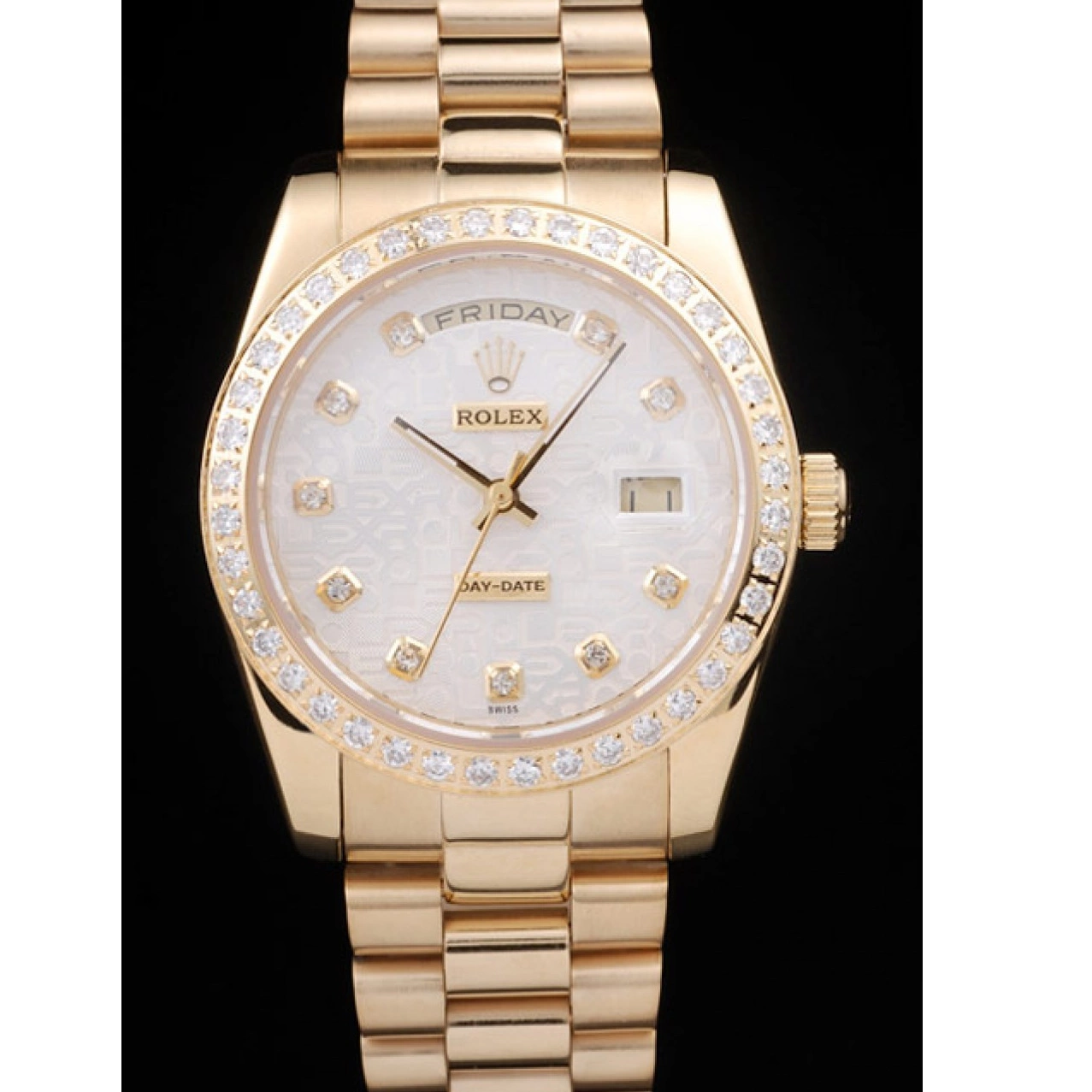 Best AAA Replica Sites Steel Yellow White Rolex Plated Dial Gold 18k Day-Date Stainless 0718
